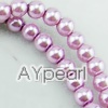 acrylic pearl bead, plum, 6mm round, sold by per 33-inch strand