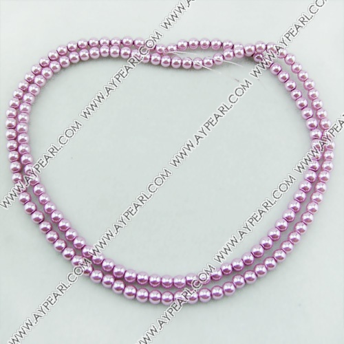 acrylic pearl bead, plum, 6mm round, sold by per 33-inch strand