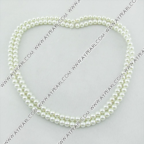 acrylic pearl bead, white, 6mm round, sold by per 33-inch strand