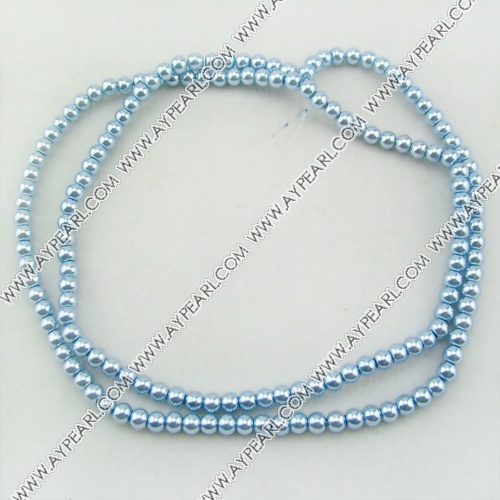 acrylic pearl bead, ligh blue, 6mm round, sold by per 33-inch strand