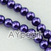 acrylic pearl bead, purple, 6mm round, sold by per 33-inch strand