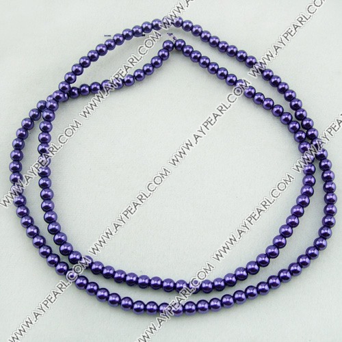 acrylic pearl bead, purple, 6mm round, sold by per 33-inch strand