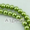 acrylic pearl bead, grass green, 6mm round, sold by per 33-inch strand