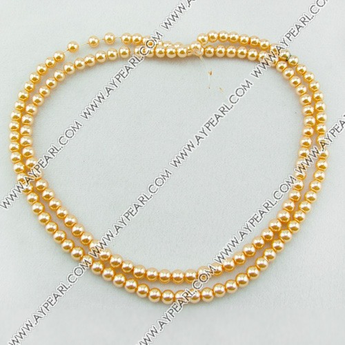 acrylic pearl bead, yellow, 6mm round, sold by per 33-inch strand