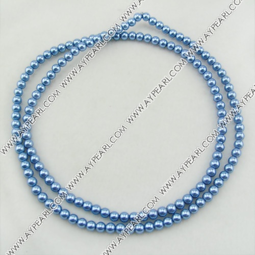 acrylic pearl bead, cornflower blue, 6mm round, sold by per 33-inch strand