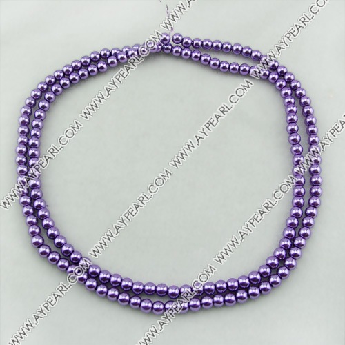 acrylic pearl bead, purple, 6mm round, sold by per 33-inch strand