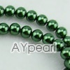 acrylic pearl bead, dark green, 6mm round, sold by per 33-inch strand