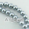 acrylic pearl bead, silver grey, 6mm round, sold by per 33-inch strand