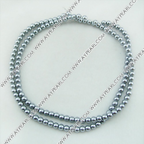 acrylic pearl bead, silver grey, 6mm round, sold by per 33-inch strand