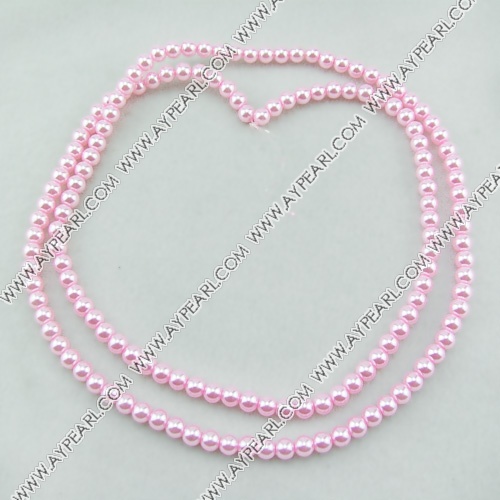 acrylic pearl beads, pink, 6mm round, sold by per 33-inch strand