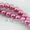 acrylic pearl bead, pink, 6mm round, sold by per 33-inch strand