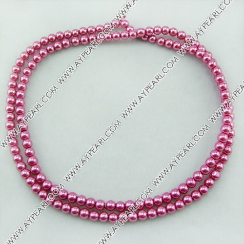 acrylic pearl bead, pink, 6mm round, sold by per 33-inch strand