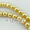 acrylic pearl bead, yellow, 6mm round, sold by per 33-inch strand