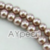 acrylic pearl bead, brown, 6mm round, sold by per 33-inch strand