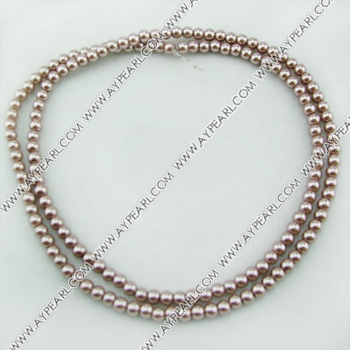 acrylic pearl bead, brown, 6mm round, sold by per 33-inch strand