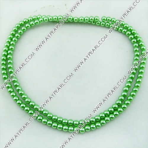 acrylic pearl bead, green, 6mm round, sold by per 33-inch strand