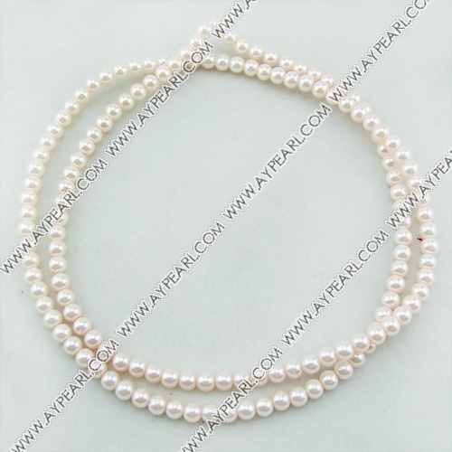 acrylic pearl bead, white, 6mm round, sold by per 33-inch strand