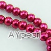 acrylic pearl bead, pink red, 6mm round, sold by per 33-inch strand