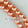 acrylic pearl beads,orange, 6mm round, sold by per 33-inch strand