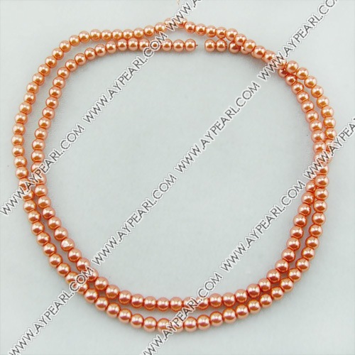 acrylic pearl beads,orange, 6mm round, sold by per 33-inch strand