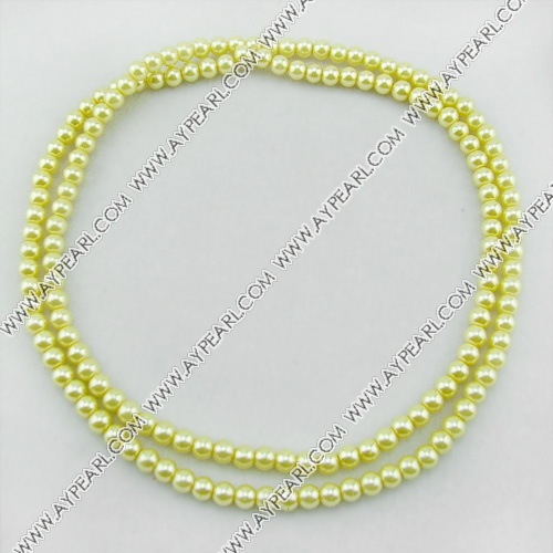 acrylic pearl beads, light yellow, 6mm round, sold by per 33-inch strand