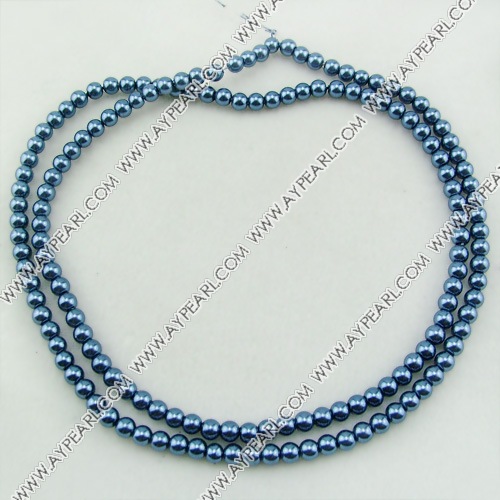 acrylic pearl beads, blue, 8mm round, sold by per strand