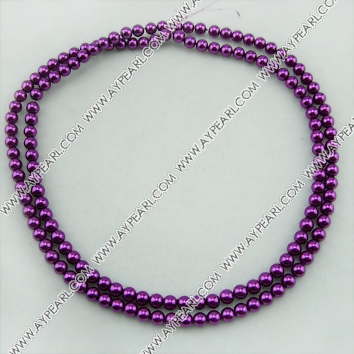 acrylic pearl beads, purple, 8mm round, sold by per strand