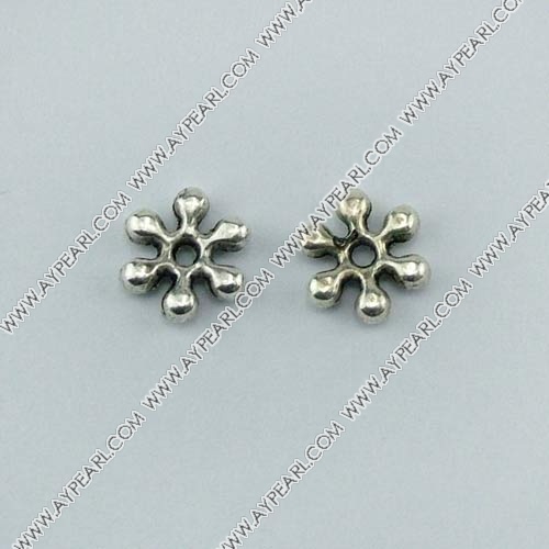 imitation silver zinc metal beads, 1*8mm fancy snowflake, sold by per pkg