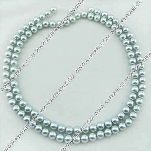 acrylic pearl beads, silver blue, 8mm round, sold by per 33-inch strand