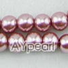 acrylic pearl beads, mauve, 8mm round, sold by per 33-inch strand