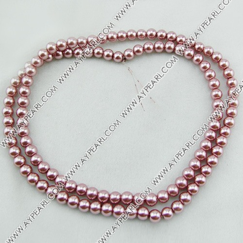 acrylic pearl beads, mauve, 8mm round, sold by per 33-inch strand