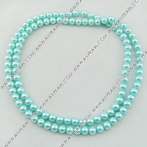 acrylic pearl beads, sea blue, 8mm round, sold by per 33-inch strand