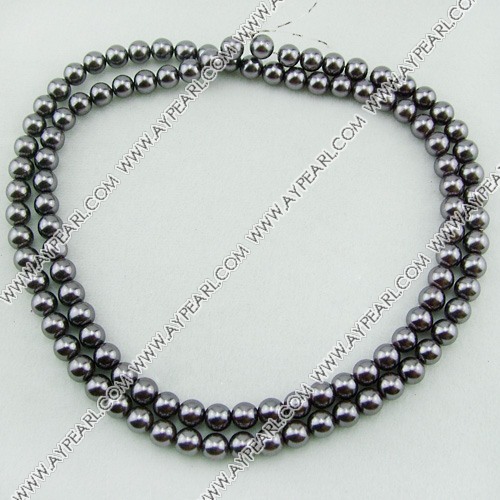 acrylic pearl beads, black, 8mm round, sold by per 33-inch strand