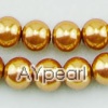 acrylic pearl beads, yellow, 8mm round, sold by per 33-inch strand