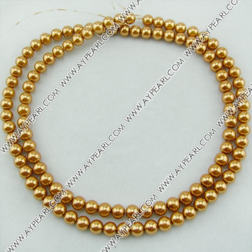 acrylic pearl beads, yellow, 8mm round, sold by per 33-inch strand