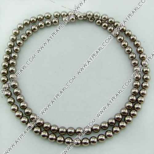 acrylic pearl beads, silver brown, 8mm round, sold by per 33-inch strand