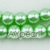 acrylic pearl beads, green, 8mm round, sold by per 33-inch strand