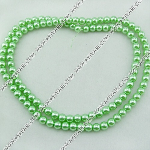 acrylic pearl beads, green, 8mm round, sold by per 33-inch strand