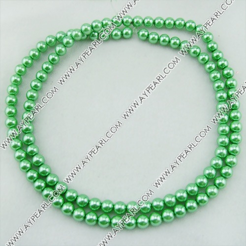 acrylic pearl beads, green, 8mm round, sold by per 33-inch strand