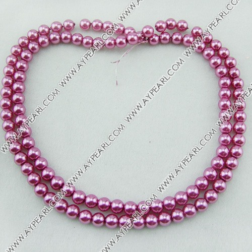 acrylic pearl beads, fuchsia, 8mm round, sold by per 33-inch strand