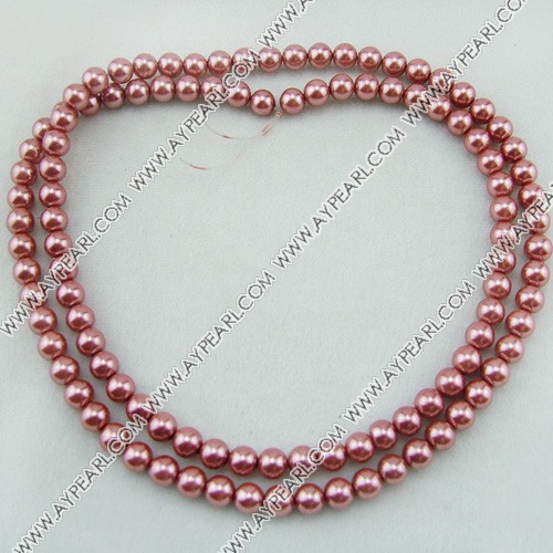 acrylic pearl beads, cranberry, 8mm round, sold by per 33-inch strand