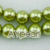 acrylic pearl beads, grass green, 8mm round, sold by per 33-inch strand