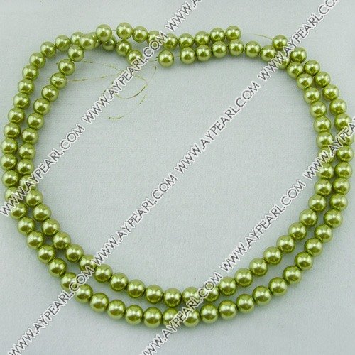 acrylic pearl beads, grass green, 8mm round, sold by per 33-inch strand