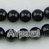 acrylic pearl beads, black, 8mm round, sold by per 33-inch strand