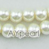 acrylic pearl beads, white, 8mm round, sold by per strand