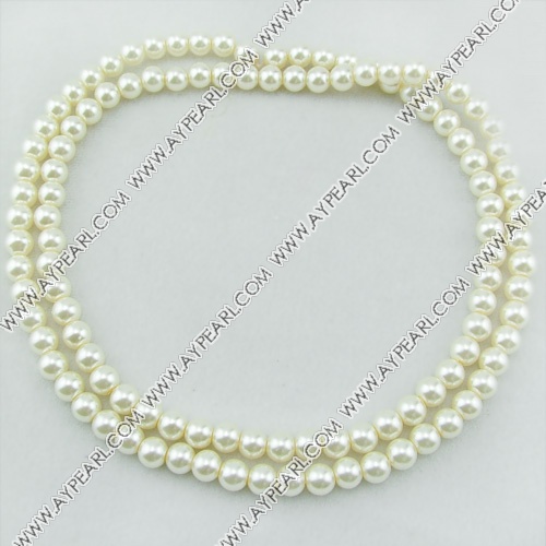 acrylic pearl beads, white, 8mm round, sold by per strand