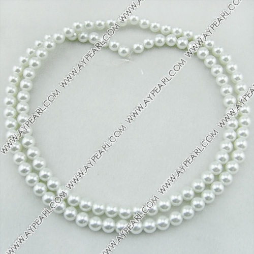 acrylic pearl beads, white, 8mm round, sold by per strand