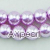 acrylic pearl beads, purple, 8mm round, sold by per strand