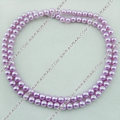 acrylic pearl beads, purple, 8mm round, sold by per strand