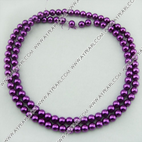 acrylic pearl beads, purple, 8mm round, sold by per strand